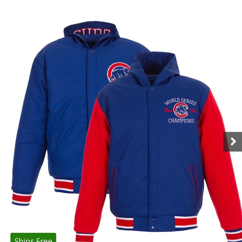 Chicago Cubs JH Design Reversible Poly-Twill Hooded Jacket - Royal